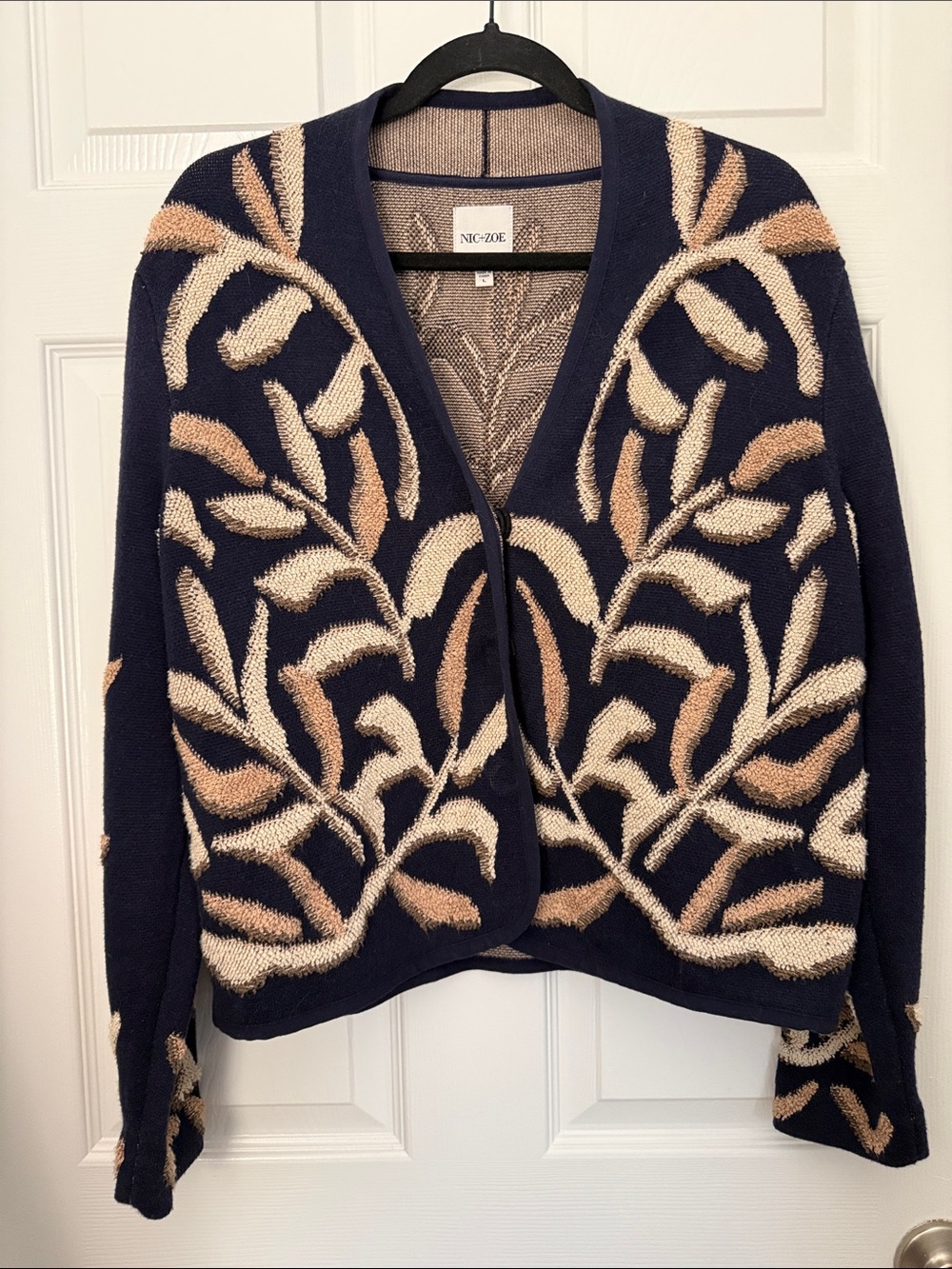 [new inventory] NIC + ZOE BUTTON UP CARDIGAN NAVY BLUE AND BEIGE EUC